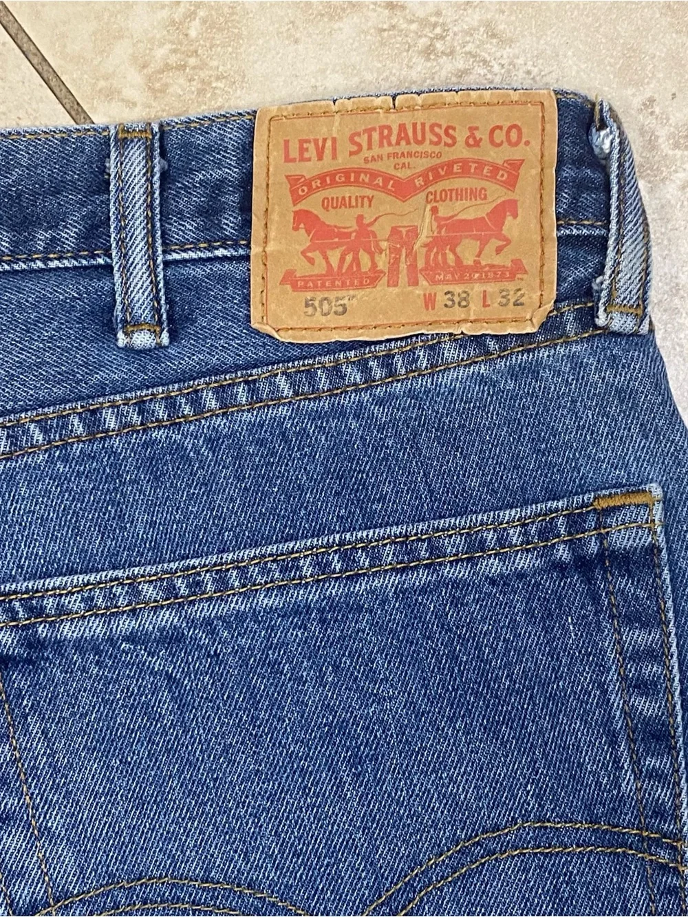 Classic Men's LEVIS 505 Blue Straight-Leg Jeans suspender button farmer hunting